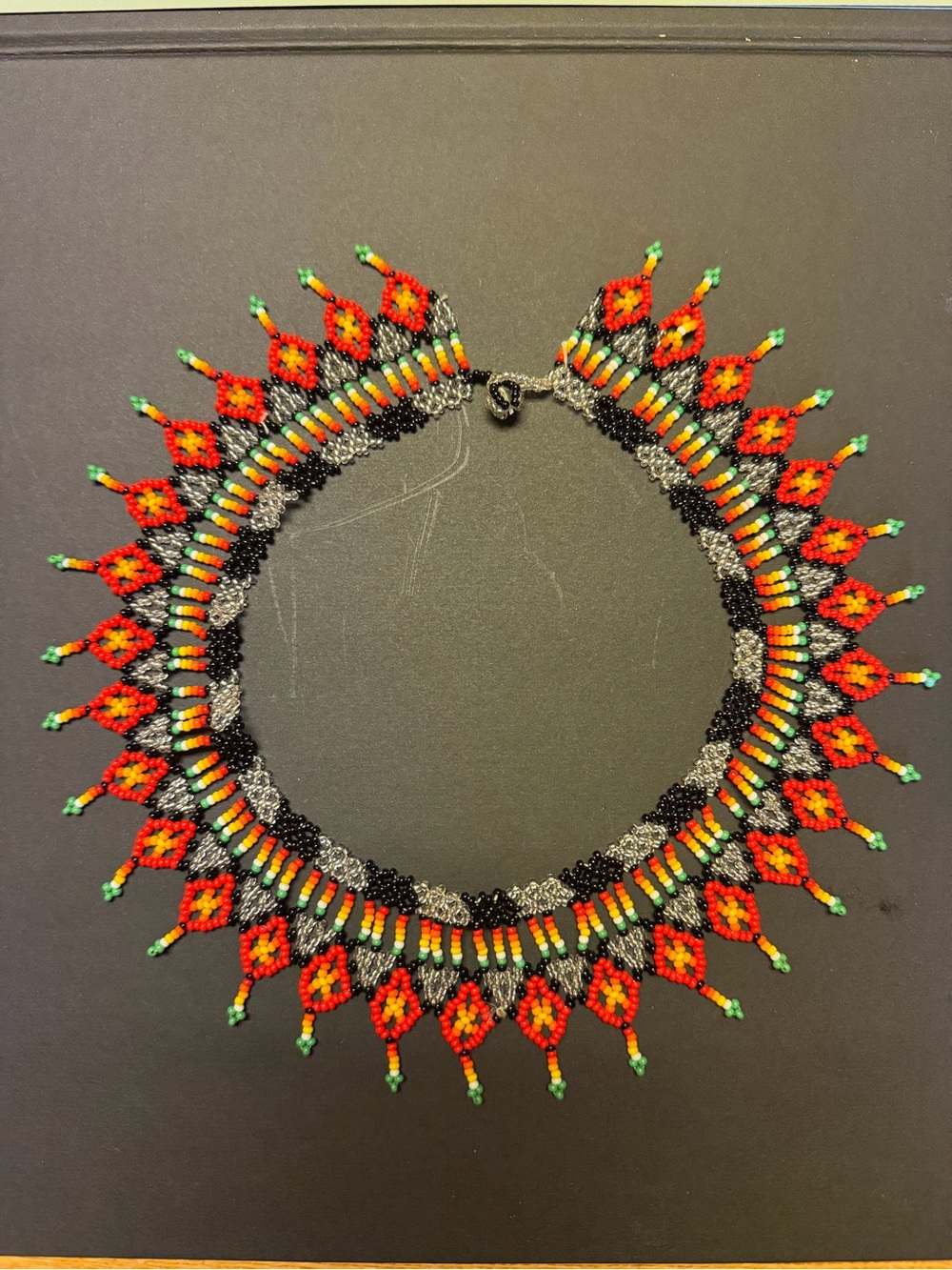 Vintage Seed Beaded Collar Bib Necklace in multi colors